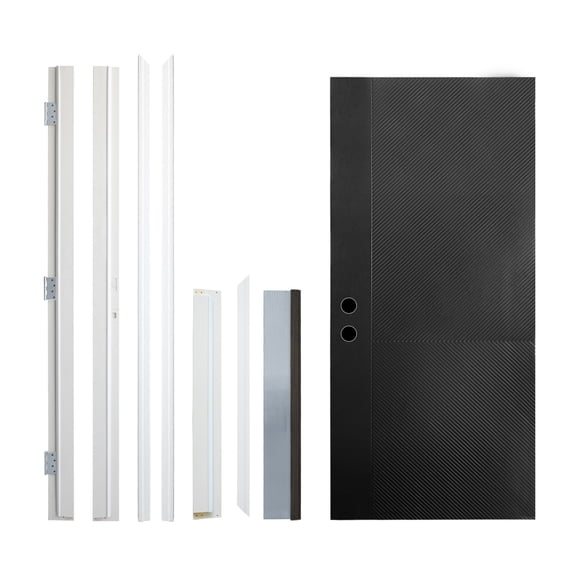 dokea 36x80 Antique Black Fiberglass Entry Door - Right Hand Inswing - White Vinyl Frame