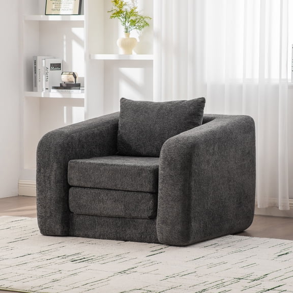 dokea 40" Foldable Sofa Bed with Armrest - Gray Convertible Futon Sleeper - Sofas