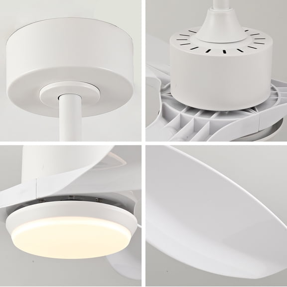 dokea 42-inch White Ceiling Fan with Light, Remote, LED & Blades