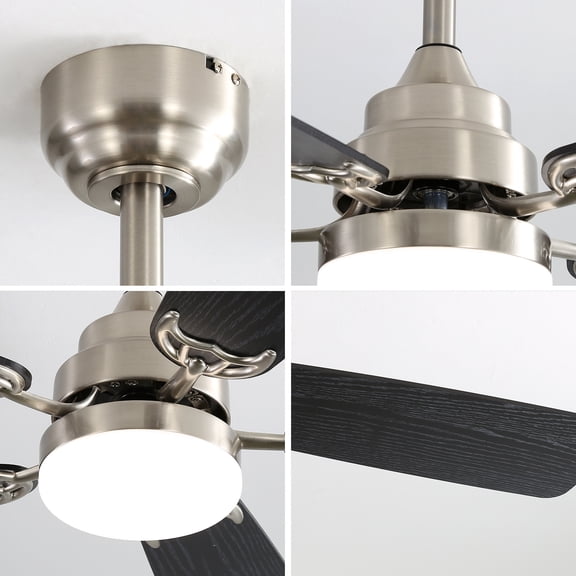 dokea 52 Inch LED Ceiling Fan with Light - 6 Speeds, Remote Control, Nickel Finish