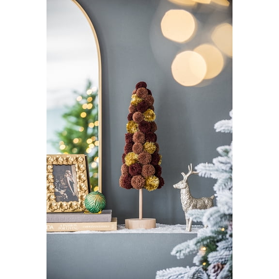 dokea 6.7x6.7x20 Tree Christmas Table Decor, Coffee Multi