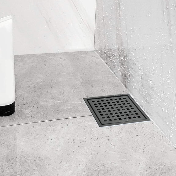 dokea 6 Inch Square Shower Floor Drain - Corrosion Resistant Grid Drain for Bathroom, Kitchen, Pool