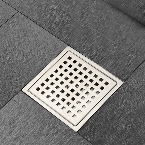 dokea 6 Inch Square Shower Floor Drain - Corrosion Resistant Grid Drain for Bathroom, Kitchen, Pool