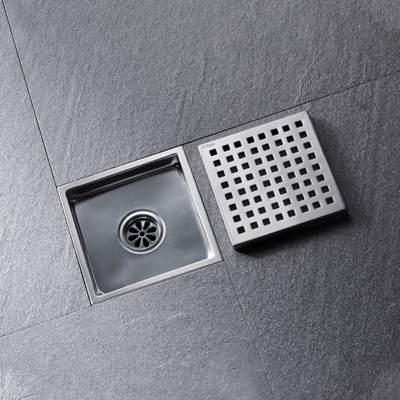 dokea 6 Inch Stainless Steel Shower Floor Drain Grid - Square Shower Drain Cover
