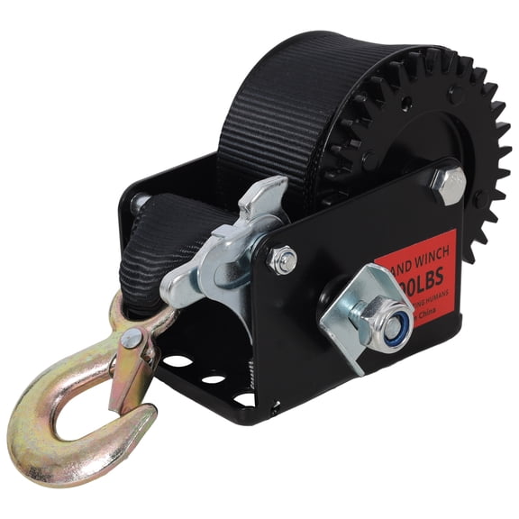dokea 600LBS Hand Winch with 19.6FT Strap, Black Shell, 3.1:1 Gear Ratio