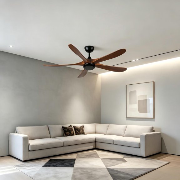 dokea 62 Inch Wood Ceiling Fan No Light with Remote Control