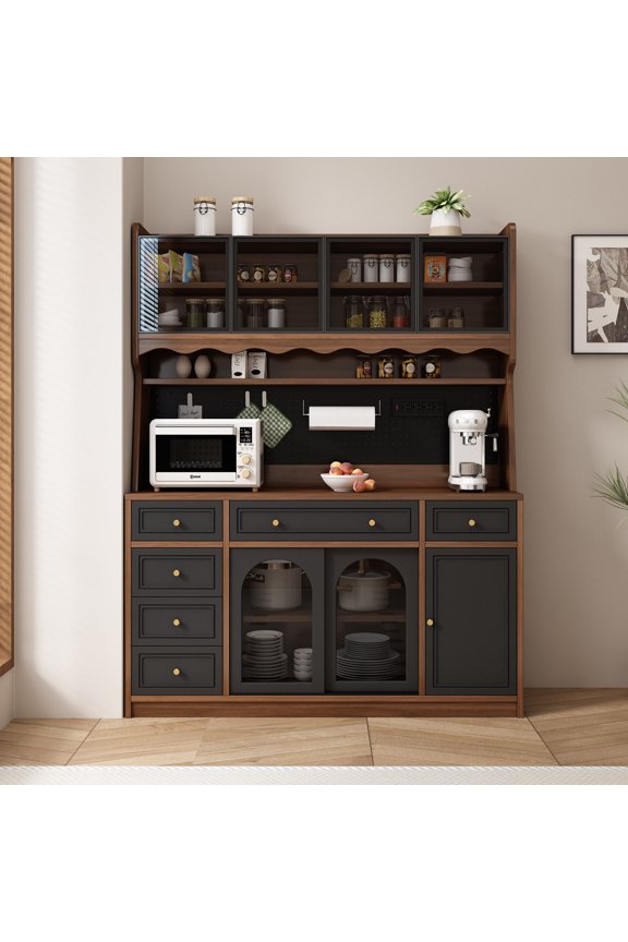 63'' W Buffet Cabinet with Hutch - 6 Drawers Storage Cabinet