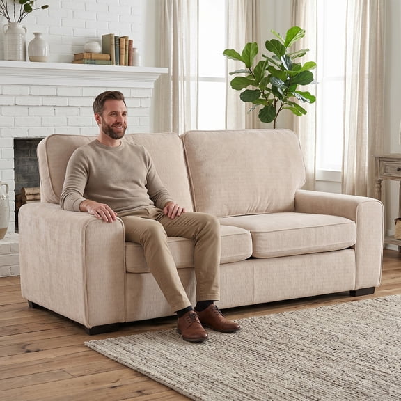 dokea 69.6 Chenille Loveseat Sofa - 2-Seater Couch, Beige, Spring Cushion