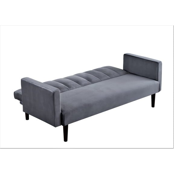 dokea 72 Velvet Convertible Futon Sofa Bed - Full Twin Sleeper Couch, Grey
