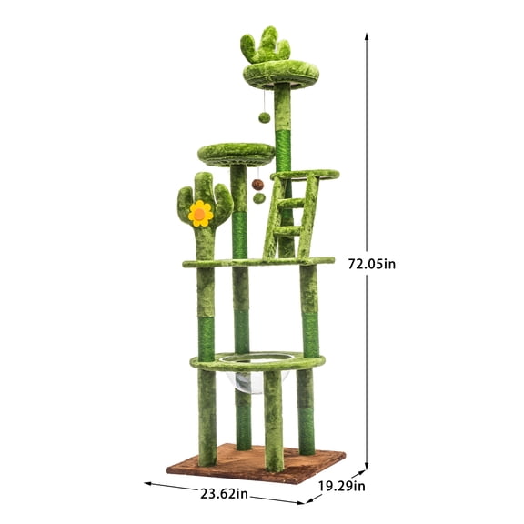 dokea 72in Cactus Cat Tree for Cats - Multi Level with Sisal & Plush