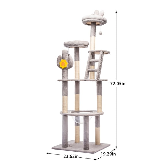 dokea 72in Cactus Cat Tree for Indoor Cats - Multi Level Cat Tower