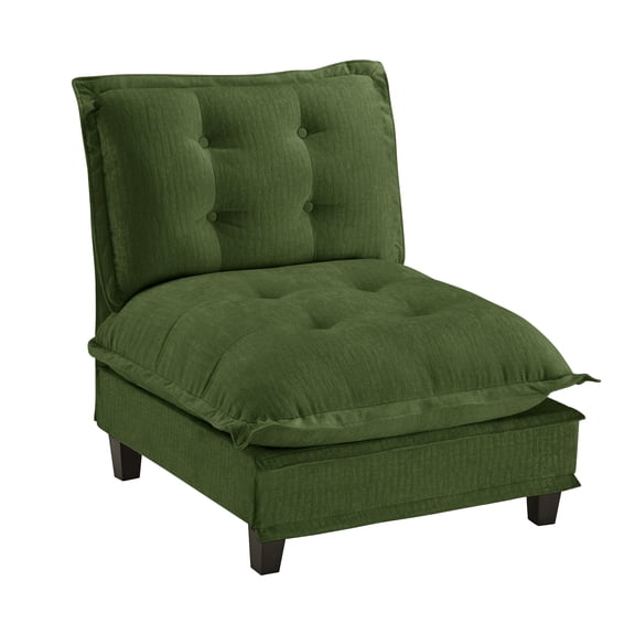 dokea 73 Armless Sofa, Green Chenille Upholstery - Sofas