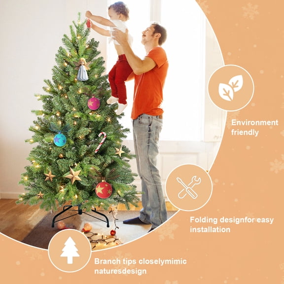 dokea 7FT Christmas Tree with 1375 Tips & 400 LED Lights