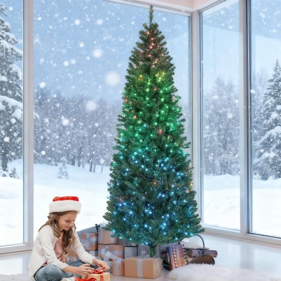 dokea 7ft Artificial Christmas Tree with 350 LED Lights, Mixed Colors