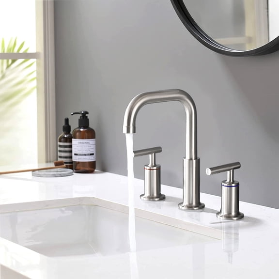 dokea 8 in. Widespread Double Handle Bathroom Faucet with Brushed Nickel Finish