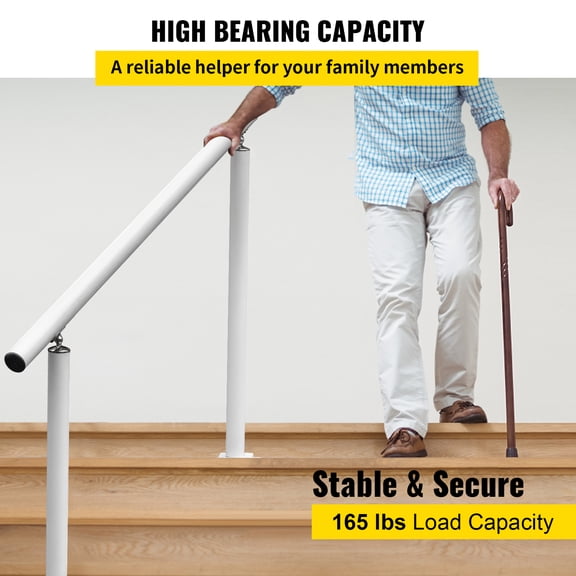 dokea Adjustable Outdoor Stair Railing Kit - 3 FT White Aluminum Handrail