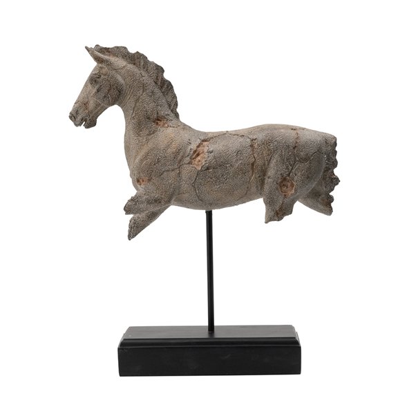 dokea Antique Horse Statue on Stand - 14x4.5x17 Stone Resin Tabletop Decor