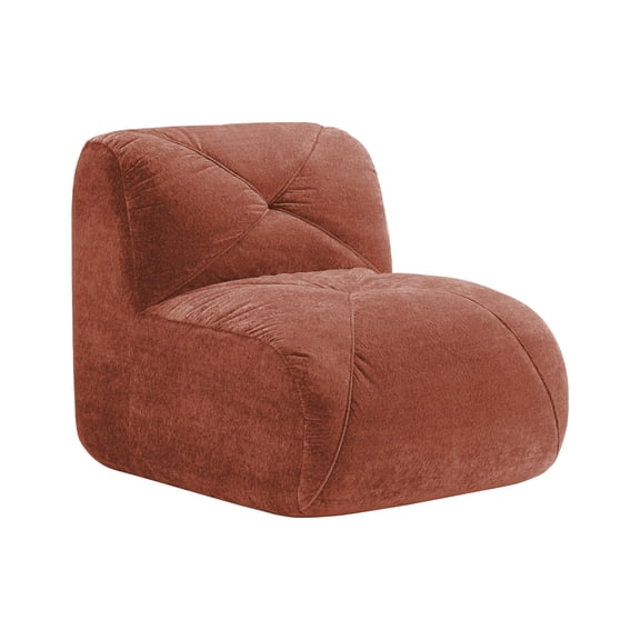 dokea Armless Sofa - Red Velvet - 32D Foam Couch