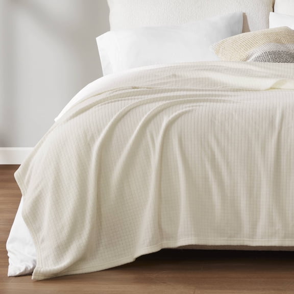 dokea Blanket Full/Queen 90 x 90 100% Polyester Grid Pattern