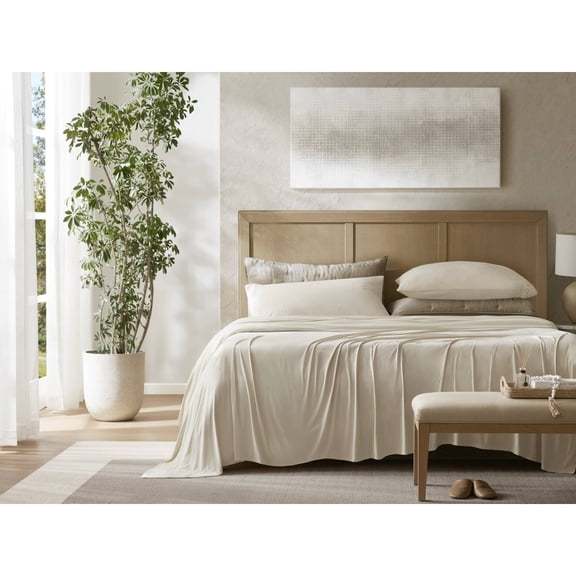 dokea Cal King Stretch Jersey Sheet Set - 4 Pieces Ivory