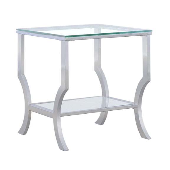 dokea Chrome Glass Square End Table - 22 H, Mirror & Metal Finish