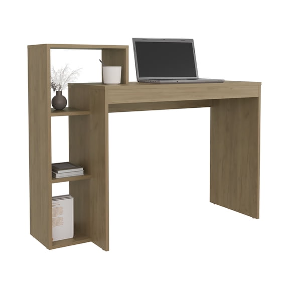 dokea Computer Desk, 3 Shelves, Light Pine - Home Office Storage