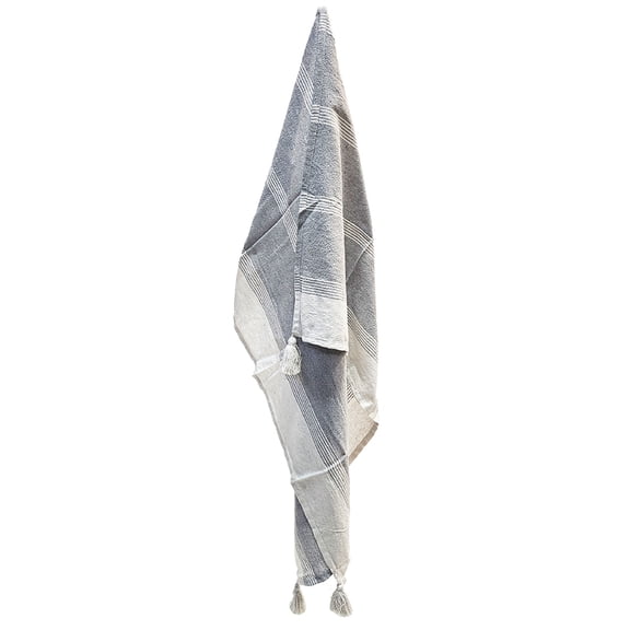 dokea Conrad Grey Throw Blanket 2 Pack - 50x60 Light Gray Striped Cotton Dcor Blanket