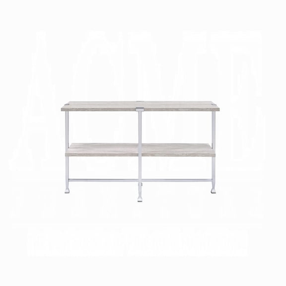 dokea Contemporary Sofa Table - White Oak Top, Chrome Frame - 48"W x 16"D x 30"H
