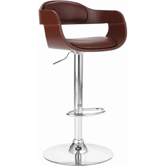dokea Contemporary Swivel Barstool - Padded Seat & Back - Black 360 Rotate Adjustable Height
