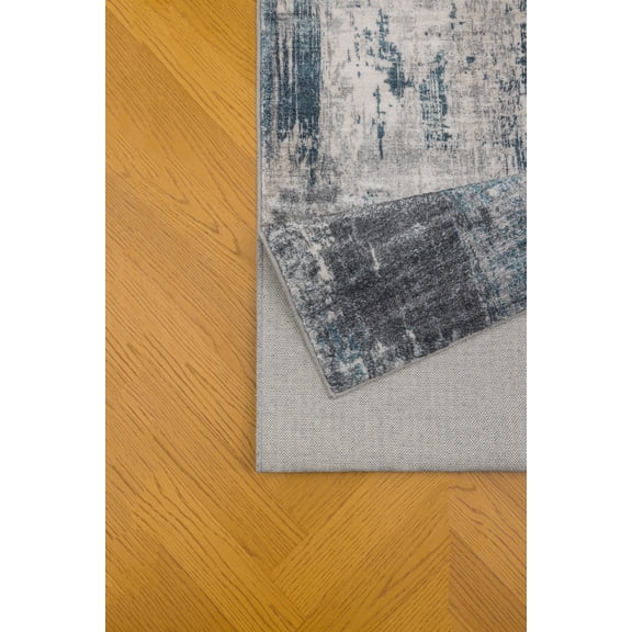 dokea Crystal GC_MET8001 2x7 Blue Runner Rug  Modern Abstract Area Rug