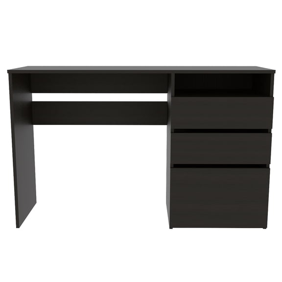 dokea Dublin 3 Drawer Computer Desk - Black One Shelf - Storage Desk