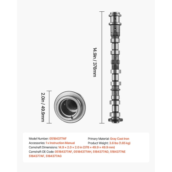 dokea Engine Camshaft for 2011-2017 Chrysler 200 & 2011-2015 Jeep Grand Cherokee V6 3.6L