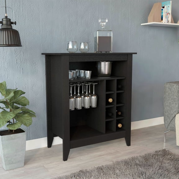 dokea Essential Bar Cabinet - 6 Wine Racks, Black Wine Rack Cabinet