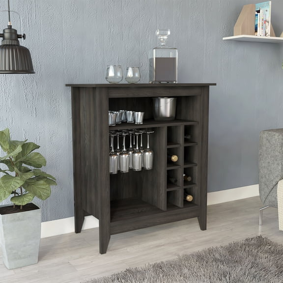 dokea Essential Bar Cabinet - Espresso - 6 Wine Racks, 1 Shelf, 1 Drawer Wine Rack Cabinet