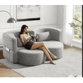 thumbnail image 1 of dokea Folding Sofa Bed - Gray Teddy Velvet Sleeper Futon 60", 1 of 14