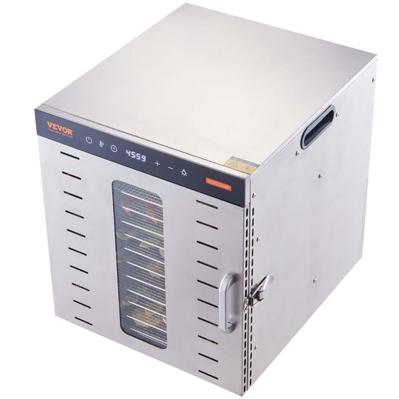 dokea Food Dehydrator Machine - 10 Trays, 1000W, Stainless Steel, Adjustable Timer & Temp