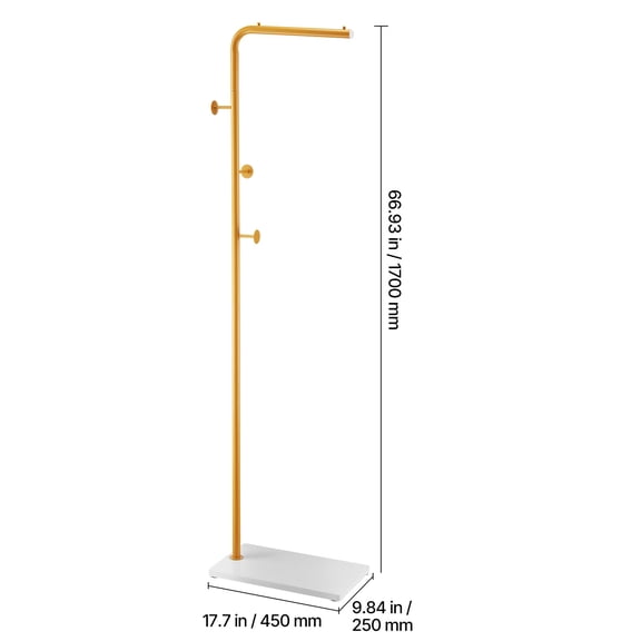 dokea Freestanding Coat Rack - 3 Hooks, Quartz Stone Base - Entryway Organizer