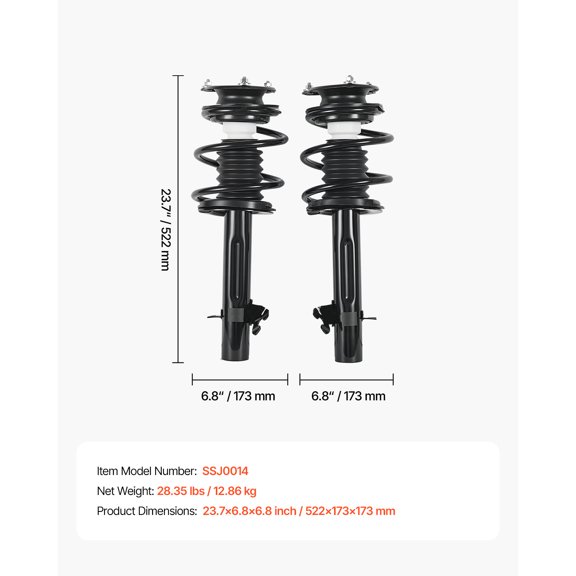 dokea Front Shock Absorber Strut Assembly 2Pcs - 2002-2006 Mini Cooper Convertible