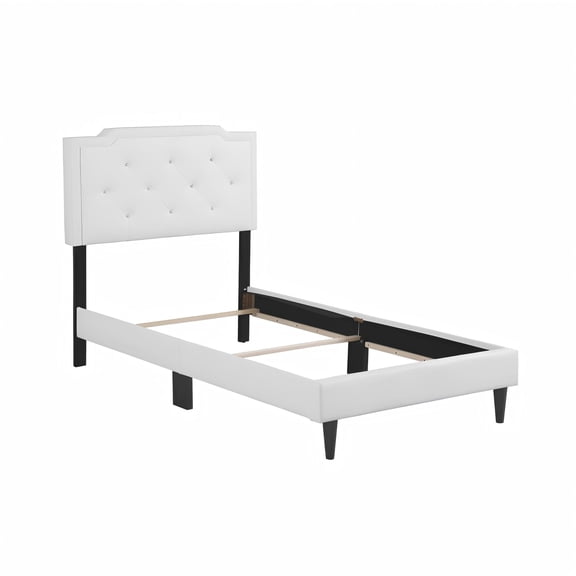 dokea G1118-TB-UP Twin Bed All in One Box, White Panel Bed 47H x 57W x 81D