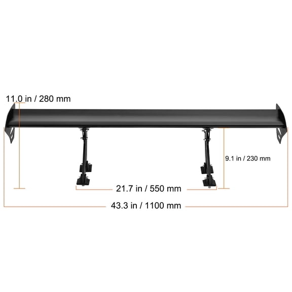 dokea GT Wing Car Spoiler - 43.3" Universal Racing Spoiler, Black Aluminum Alloy