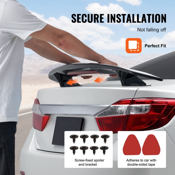 dokea GT Wing Car Spoiler  46.3 Universal ABS Racing Spoiler, Glossy Black