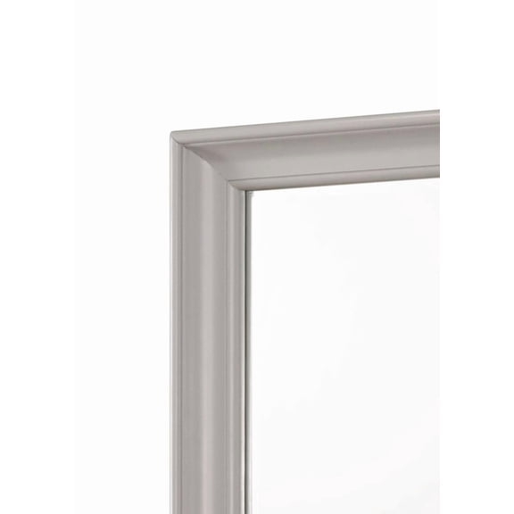 dokea Gray Square Beveled Mirror - Transitional Design, Poplar Wood Frame