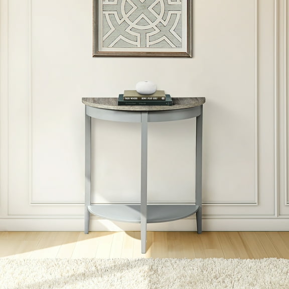 dokea Justino Natural Oak & Gray Console Table - 1 Shelf, Storage Table - Console Tables