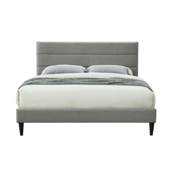 dokea King Sized Channel Bed in a Box - Gray Polyester w/ USB Ports