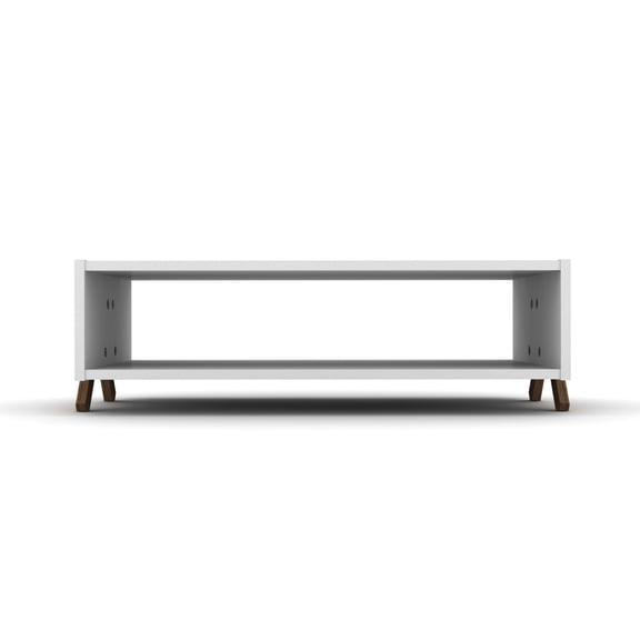 dokea Kipp Cross Legs Coffee Table - Walnut/White - 47.24" Rectangular with Shelves
