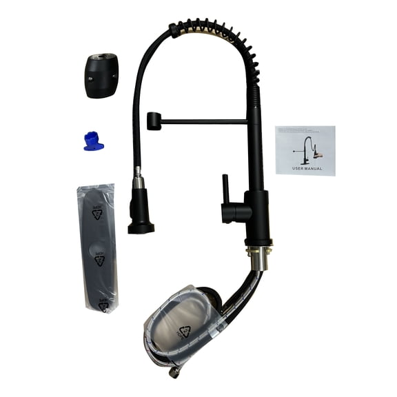 dokea Kitchen Faucet with Pull Down Sprayer, 1 Handle, Stainless Steel, Matte Black