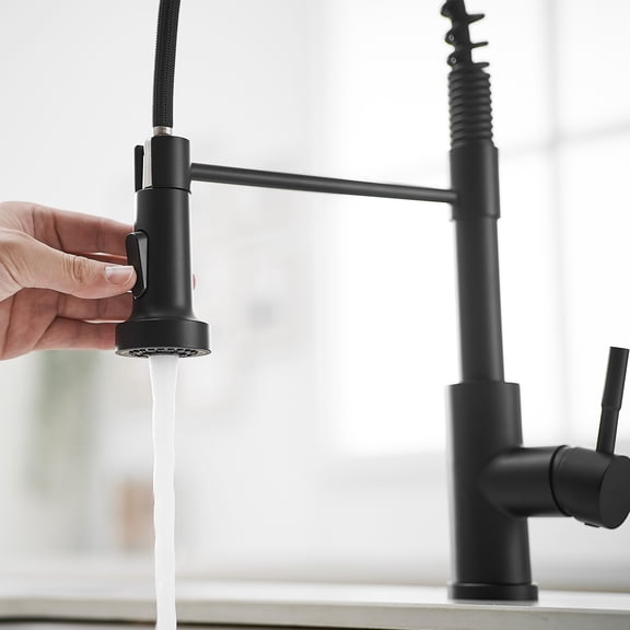 dokea Kitchen Faucet with Pull Down Sprayer, Black Stainless Steel, Single Handle