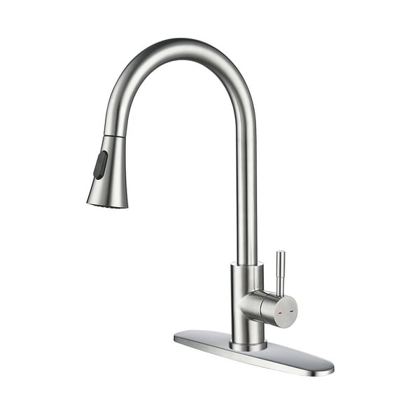 dokea Kitchen Faucet with Pull Out Spray - Modern Single Hole Design - Chrome Finish