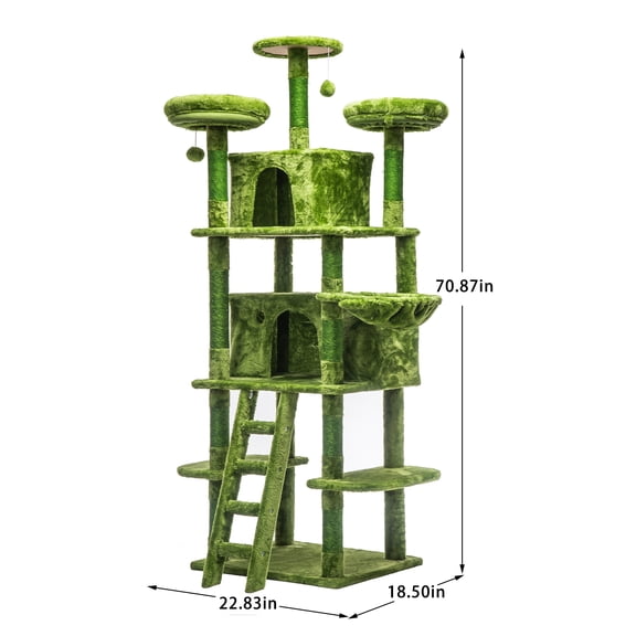 dokea Large 70.87in Cat Tree w/2 Condos & Scratching Posts