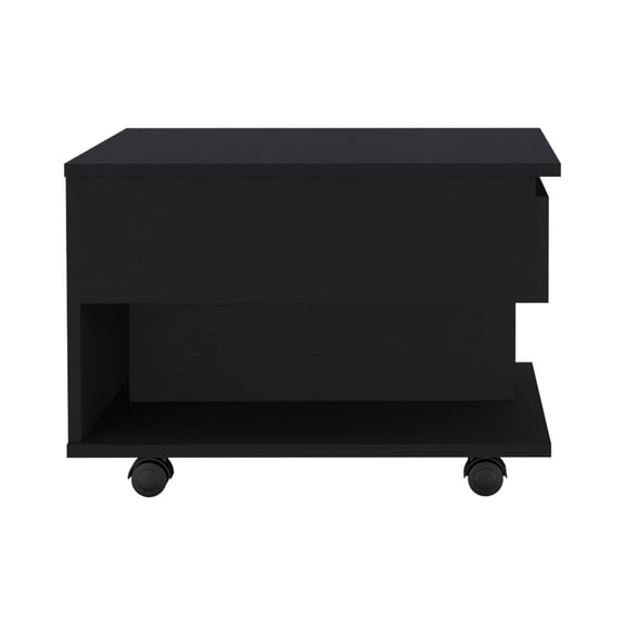 dokea Luanda Lift Top Coffee Table - Black - 1 Shelf, Casters